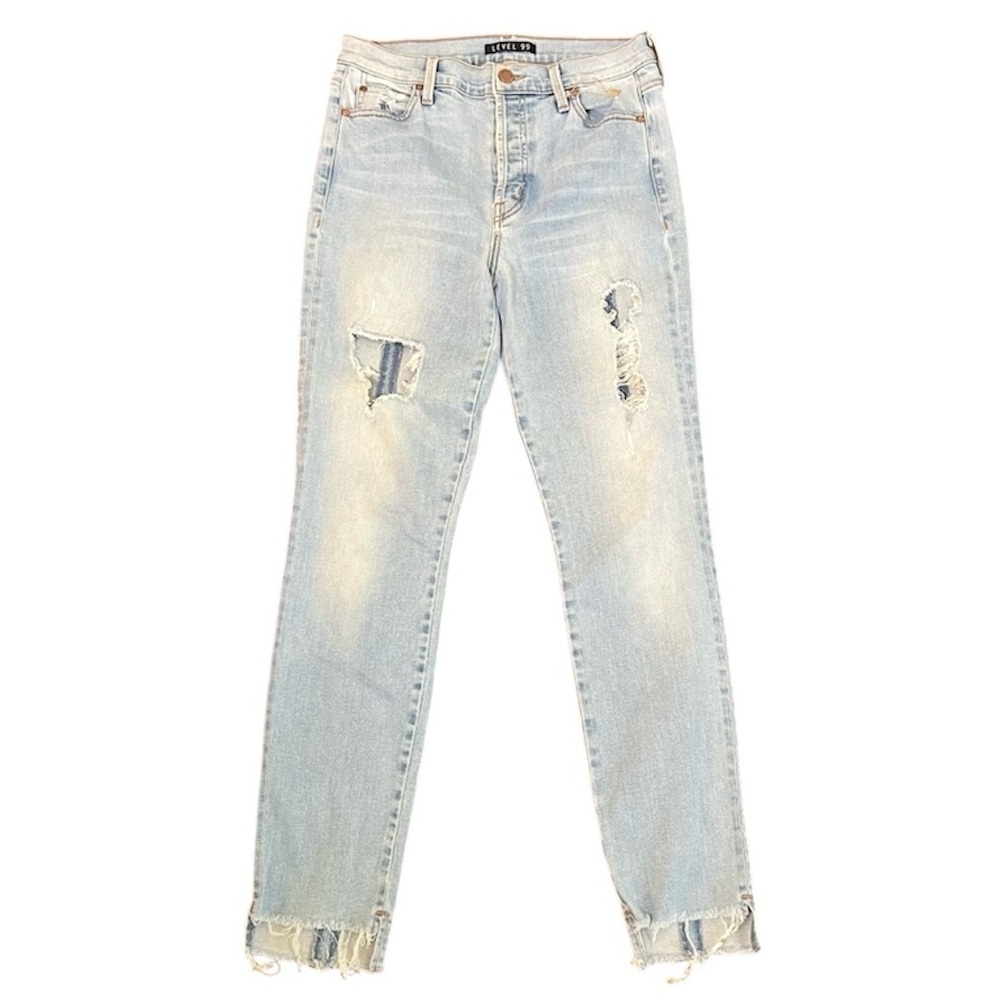 LEVEL 99 Denim Anthropologie High Rise Straight Skinny Jeans Swmmies Size 28
